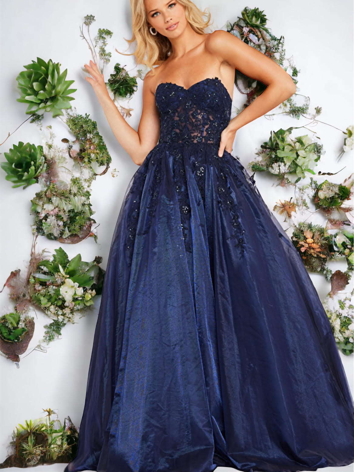 Mermaid V neck Dark Blue Prom Dresses Lace Beaded Long Evening Gowns C –  SELINADRESS